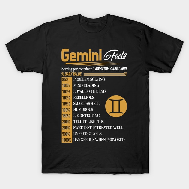 GEMINI FACTS T-Shirt by BTTEES